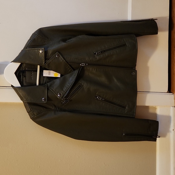 Last Chance For NWT Anthropologie BlankNYC small olive green faux leather jacket - Picture 5 of 8